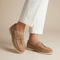 Women's Elegant Suede Loafers | Classic Slip-On Shoes with Tassel Accent