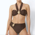 Women's High-Quality Asymmetrical Bikini Set | Trendy Metallic Accents for Stylish Summer