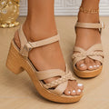 Women's Braided Leather Block Heel Sandals | Elegant Ankle Strap Summer Footwear