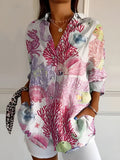 Women's Breathable Cotton Blouse | Elegant Long Sleeve Button-Down Top for All-Day Comfort