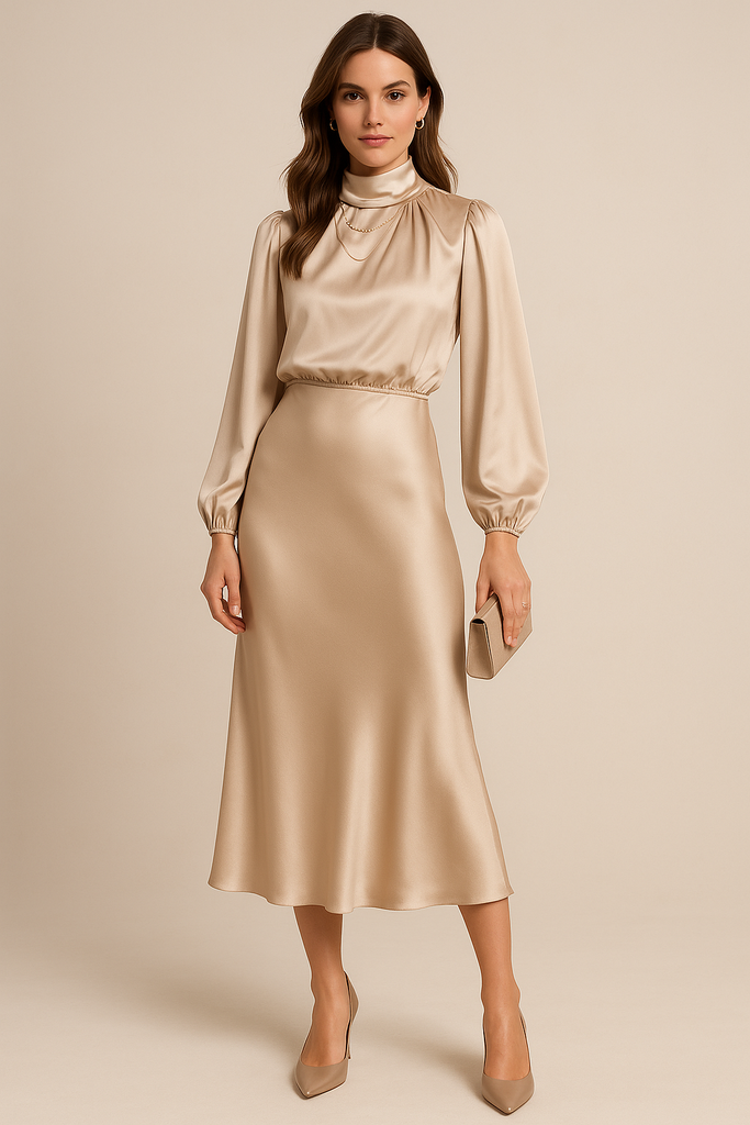 high neck summer midi dress Keilani High Neck Open Knit Midi Dress  Shop American Threads Women's Trendy Online Boutique Peach / S