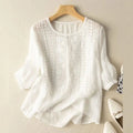 Women's Cotton Floral Embroidered Blouse | Relaxed Fit Long Sleeve Summer Top