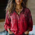 Women's Cotton Vintage Patterned Blouse | Breezy Relaxed Fit Summer Top