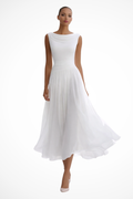 Women's Draped Fabric Midi Dress | Fitted Pleated Design