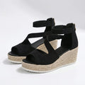 Women's Fabric Blend Espadrille Wedge Sandals | Stylish Open Toe Ankle Strap Summer Shoes