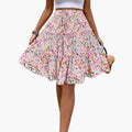 Women's Floral Print Midi Skirt | Relaxed Flared Ruffled Hem for Summer