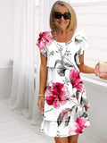 Women's Floral Print Pleated Dress | Elegant Ruffled Summer Dress