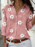 Women's Floral Print Polyester Blouse | Relaxed Fit Long Sleeve Summer Top