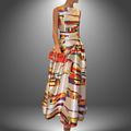 Women's Geometric Print Maxi Dress | Flowing Sleeveless Summer Style
