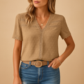 Women's Lace Long Sleeve Blouse | Elegant V-Neck Top for All Seasons