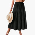 Women's Layered Woven Maxi Skirt | Elegant Ankle-Length Tiered Design