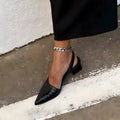 Women's Leather Slingback Heels | Supportive Pointed Toe Block Shoes
