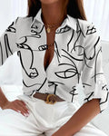 Women's Lightweight Artistic Print Blouse | Stylish Draped Summer Top