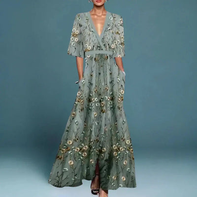 Women's Lightweight Floral Maxi Dress | Elegant Flowing Summer Gown 0