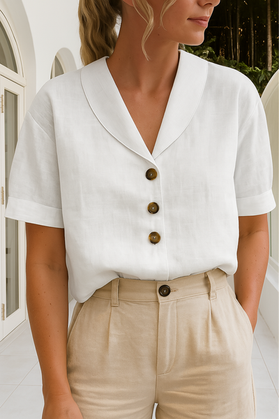 Women's Lightweight White Wrap Blouse | Elegant Long Sleeve Summer Top 0