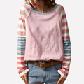 Seraphina | Women’s Long Sleeve Raglan Top With Striped Sleeves
