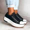 Women's Orthopedic Fabric Sneakers | Supportive Chunky Lace-Up Walking Shoes