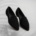 Women's Polished Leather Loafers | Elegant Sleek Toe Slip-On Shoes