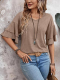 Women's Sheer White Blouse | Elegant Half Sleeve Summer Top