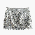 Women's Shimmering Sequin Mini Skirt | Sleek Straight Hem Party Wear
