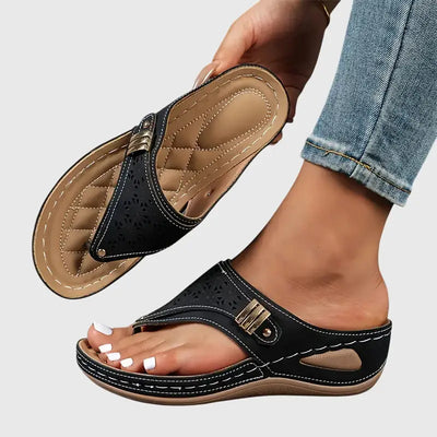 Womens Synthetic Orthopedic Sandals | Comfortable Slip-On Wedge Footwear 1