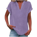 Women's Textured V-Neck Blouse | Relaxed Fit Short Sleeve Summer Top