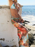 Women's Tropical Floral 3-Piece Bikini Set | Adjustable Swimwear with Mesh Skirt | Stylish Beach Outfit