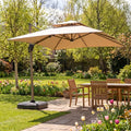 3m Square Cantilever Parasol with Solar LED Lights – Khaki Beige