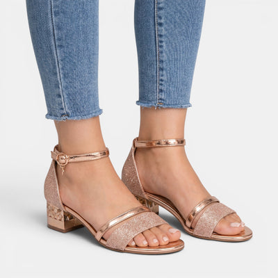 Diana | Chic Glittery Low Block Heel Sandals LondonLaneStore