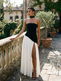Evelyn | Women’s Long Strapless Evening Dress With Scarf Detail