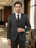Max Men's Three-Piece Suit | Checked Pattern, Lightweight Fabric