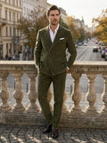Men's Corduroy Cotton Blend Wedding Suit | Elegant Two Piece Tailored Outfit