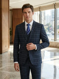 Men's Elegant Checked 3-Piece Suit | Slim Fit Modern Wedding Attire