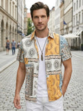 Men's Mixed Print Short Sleeve Shirt & Drawstring Shorts Set | Stylish Casual Two-Piece Outfit