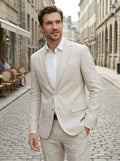 Men's Premium Linen Suit | Elegant Slim Fit Blazer and Trousers for Summer Weddings