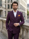 Men's Woven Wedding Suit | Elegant Double Breasted Groomsmen Attire