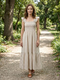 Women's Cotton Gingham Maxi Dress | Elegant Flowing Summer Style