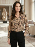 Women's Elegant Leopard Print Long Sleeve Blouse | Stylish All-Season Top