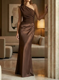 Women's Elegant Pleated Maxi Dress | Stylish One-Shoulder Formal Gown