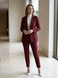 Women's Elegant Tailored Blazer Suit Set | Slim Fit Trousers for All Seasons