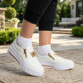 Women's Fabric Slip-On Sneakers | Chic Casual Shoes with Zipper Detail
