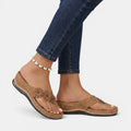 Women's Leather Wedge Sandals | Comfortable Floral Slip-On Summer Footwear