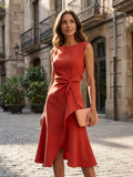 Women's Lightweight Viscose Wrap Midi Dress | Modern Sleeveless Summer Style