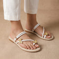 Women's Metallic Flat Sandals | Open-Toe Adjustable Butterfly Design for Summer