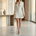 Women's Premium White Blazer Mini Dress | Elegant Tailored Cocktail Outfit
