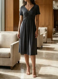Women's Soft A-Line Midi Dress | Elegant Tummy Control Cocktail Wear