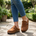 Women's Synthetic Slip-On Loafers | Chic Black Casual Shoes with Buckle Detail