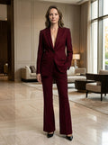 Women's Tailored Suit Set | Sculpted Blazer and Flared Trousers | Elegant All-Season Outfit