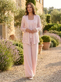 Women's Textured Lace Sequin Suit | Elegant Wide Leg Trousers for Formal Events