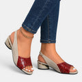Women's Two-Tone Leather Sandals | Stylish Open-Toe Slingback Design
